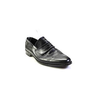 Belfiore Mens Slip On Round Toe Loafers Black Leather Size 8